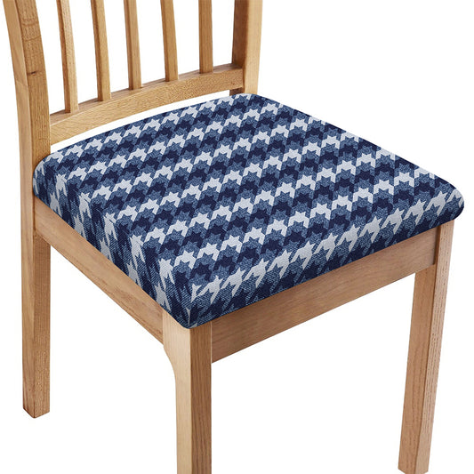 Denim Houndstooth Pattern Print Chair Cushion Cover