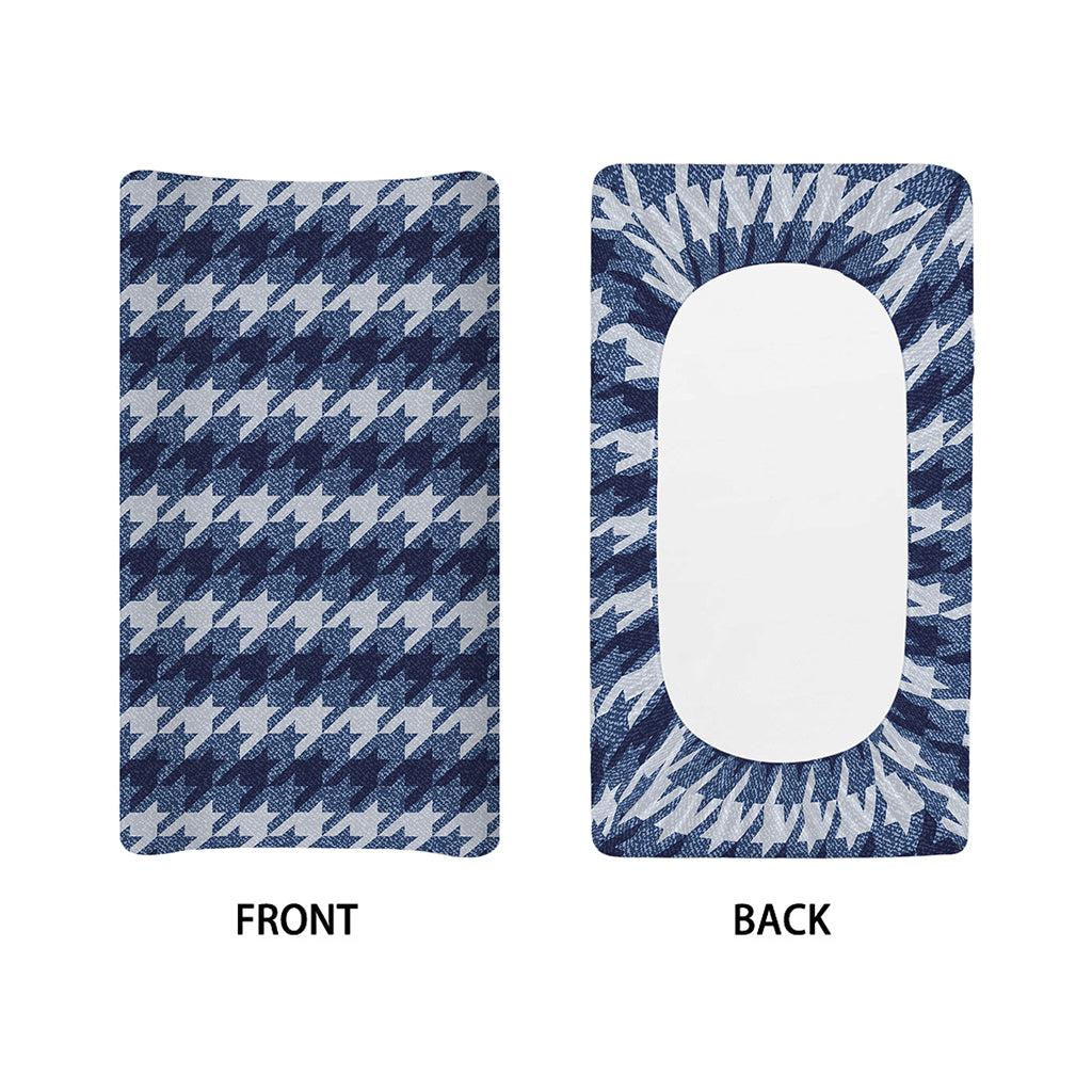 Denim Houndstooth Pattern Print Changing Pad Cover