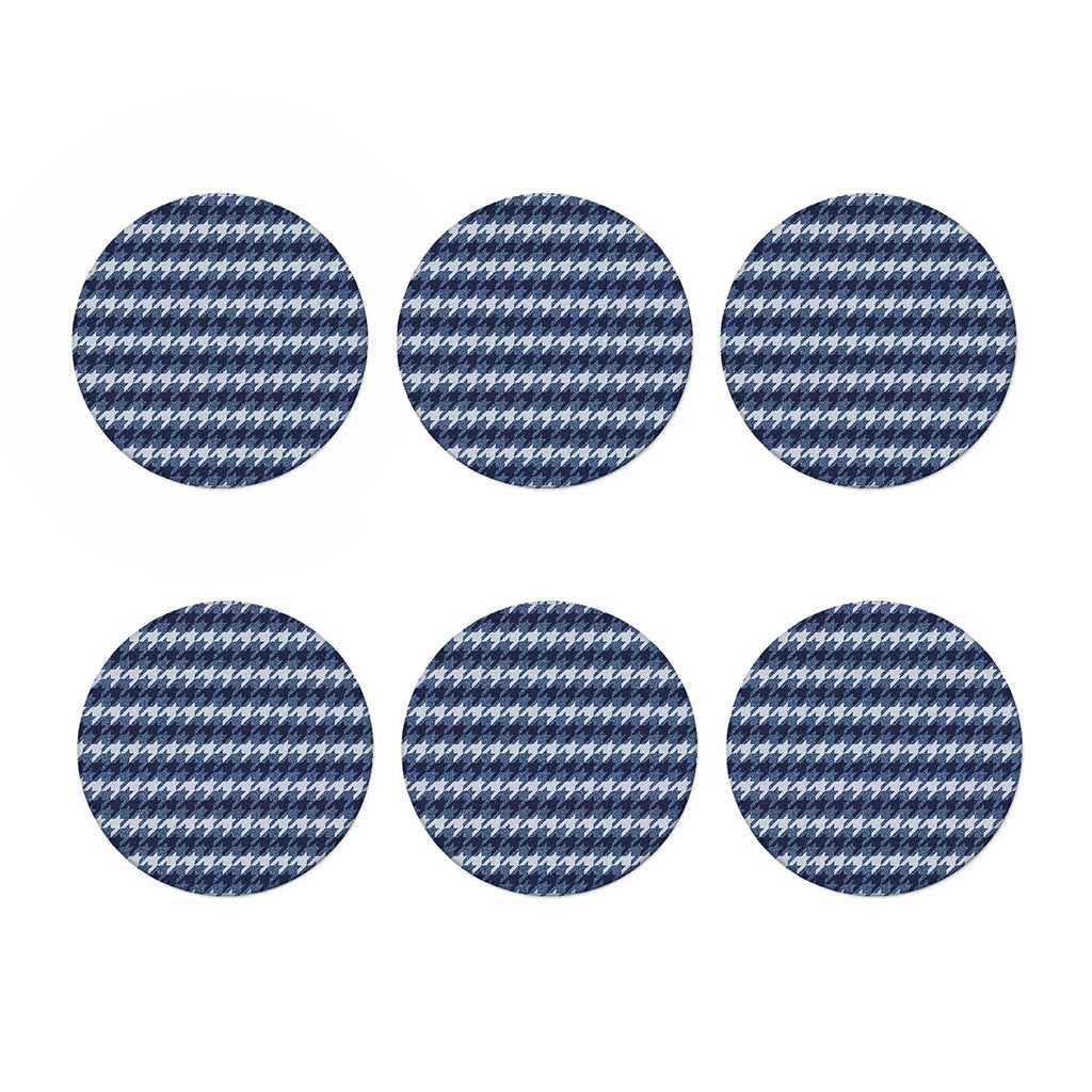 Denim Houndstooth Pattern Print Coaster Set