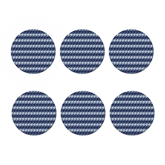 Denim Houndstooth Pattern Print Coaster Set