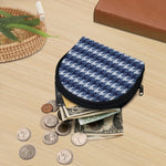 Denim Houndstooth Pattern Print Coin Purse