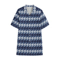 Denim Houndstooth Pattern Print Cotton Hawaiian Shirt
