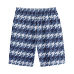 Denim Houndstooth Pattern Print Cotton Shorts