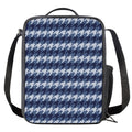 Denim Houndstooth Pattern Print Crossbody Lunch Bag