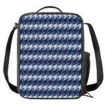 Denim Houndstooth Pattern Print Crossbody Lunch Bag