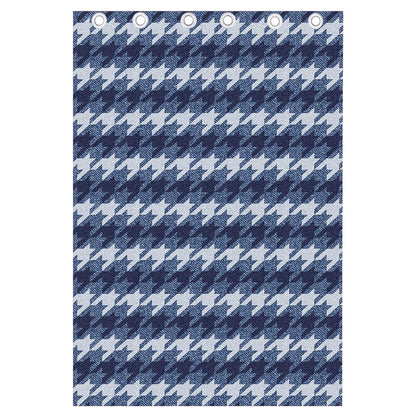 Denim Houndstooth Pattern Print Curtain