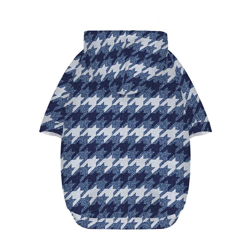 Denim Houndstooth Pattern Print Dog Zip Up Hoodie