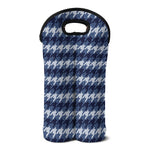 Denim Houndstooth Pattern Print Double Neoprene Wine Tote