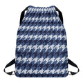 Denim Houndstooth Pattern Print Drawstring Backpack