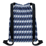 Denim Houndstooth Pattern Print Drawstring Backpack