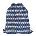 Denim Houndstooth Pattern Print Drawstring Bag