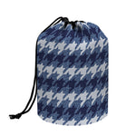 Denim Houndstooth Pattern Print Drawstring Makeup Bag