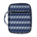 Denim Houndstooth Pattern Print Front Pocket Bible Bag