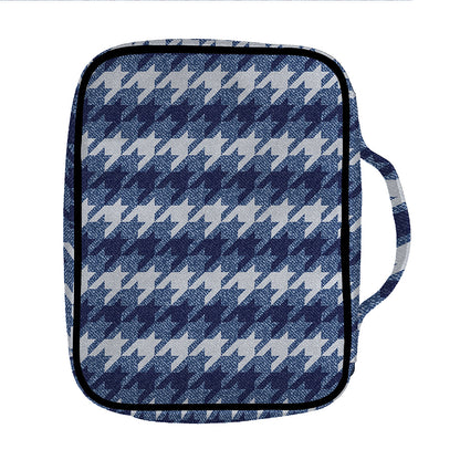 Denim Houndstooth Pattern Print Front Pocket Bible Bag