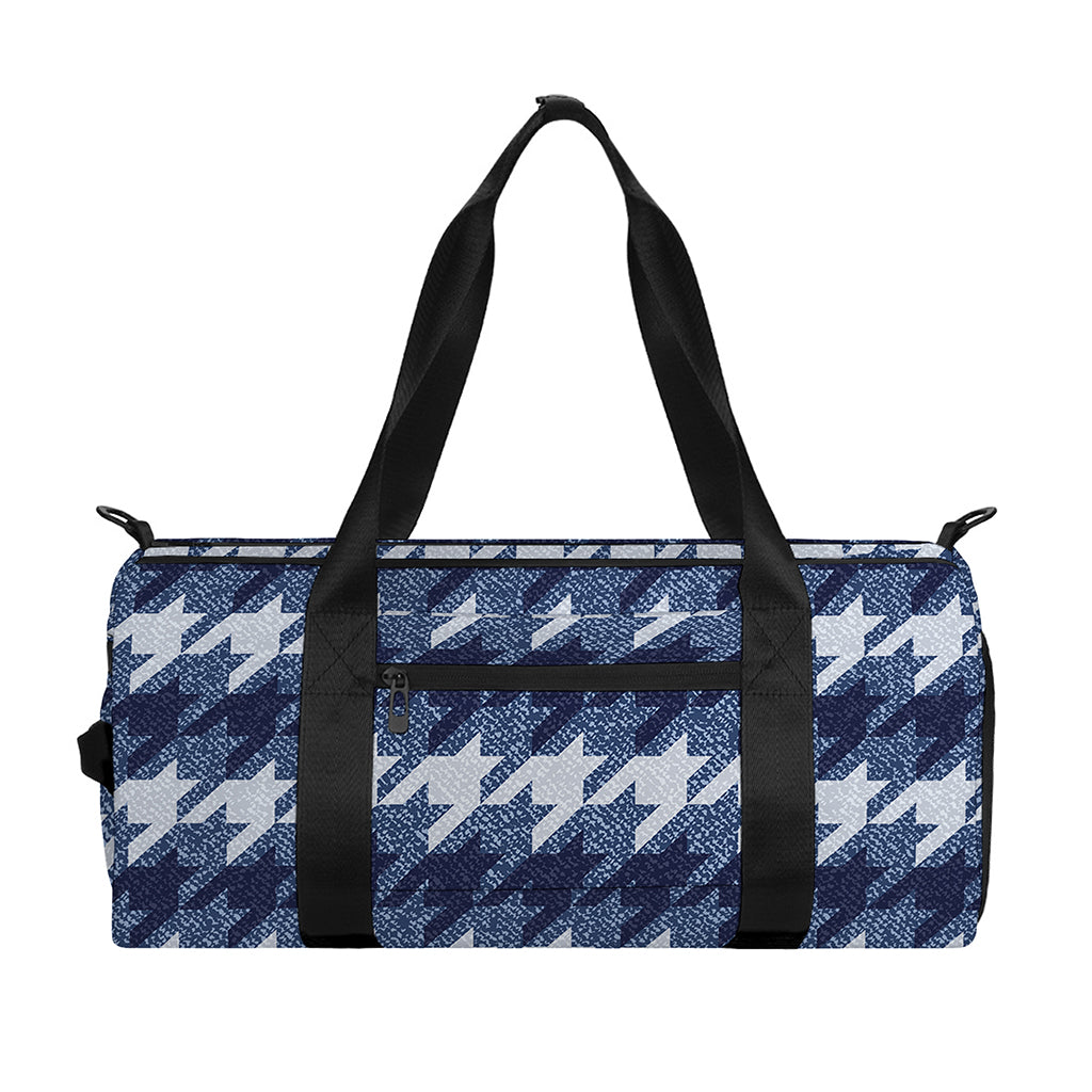 Denim Houndstooth Pattern Print Gym Bag