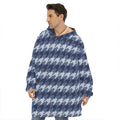 Denim Houndstooth Pattern Print Hoodie Blanket