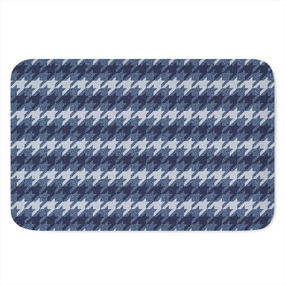 Denim Houndstooth Pattern Print Indoor Door Mat