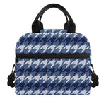 Denim Houndstooth Pattern Print Insulated Lunch Bag