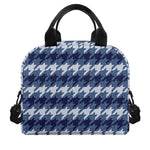 Denim Houndstooth Pattern Print Insulated Lunch Bag