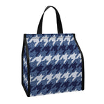Denim Houndstooth Pattern Print Insulated Lunch Tote