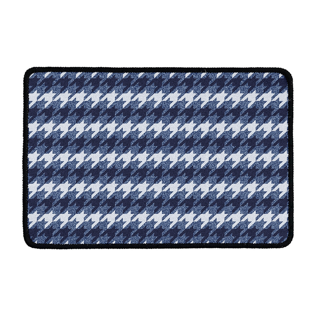 Denim Houndstooth Pattern Print Kitchen Mat
