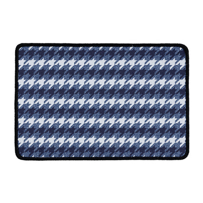 Denim Houndstooth Pattern Print Kitchen Mat