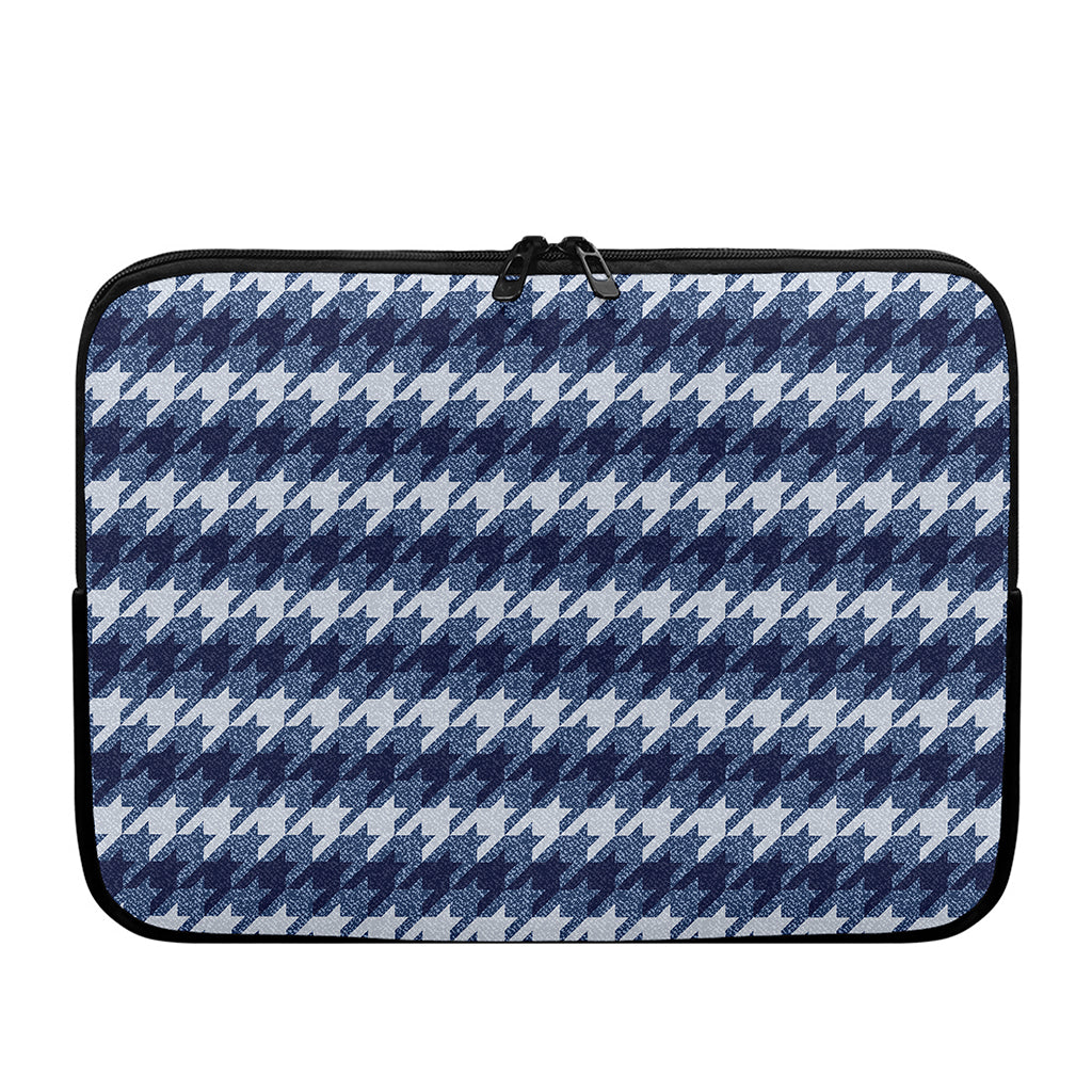 Denim Houndstooth Pattern Print Laptop Sleeve