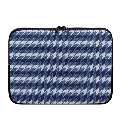 Denim Houndstooth Pattern Print Laptop Sleeve