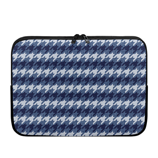 Denim Houndstooth Pattern Print Laptop Sleeve