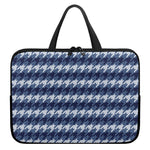 Denim Houndstooth Pattern Print Laptop Sleeve With Handle