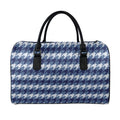 Denim Houndstooth Pattern Print Leather Duffel Bag