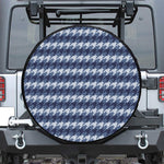 Denim Houndstooth Pattern Print Leather Spare Tire Cover