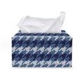 Denim Houndstooth Pattern Print Leather Tissue Box Cover