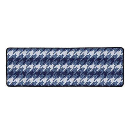 Denim Houndstooth Pattern Print Long Kitchen Mat