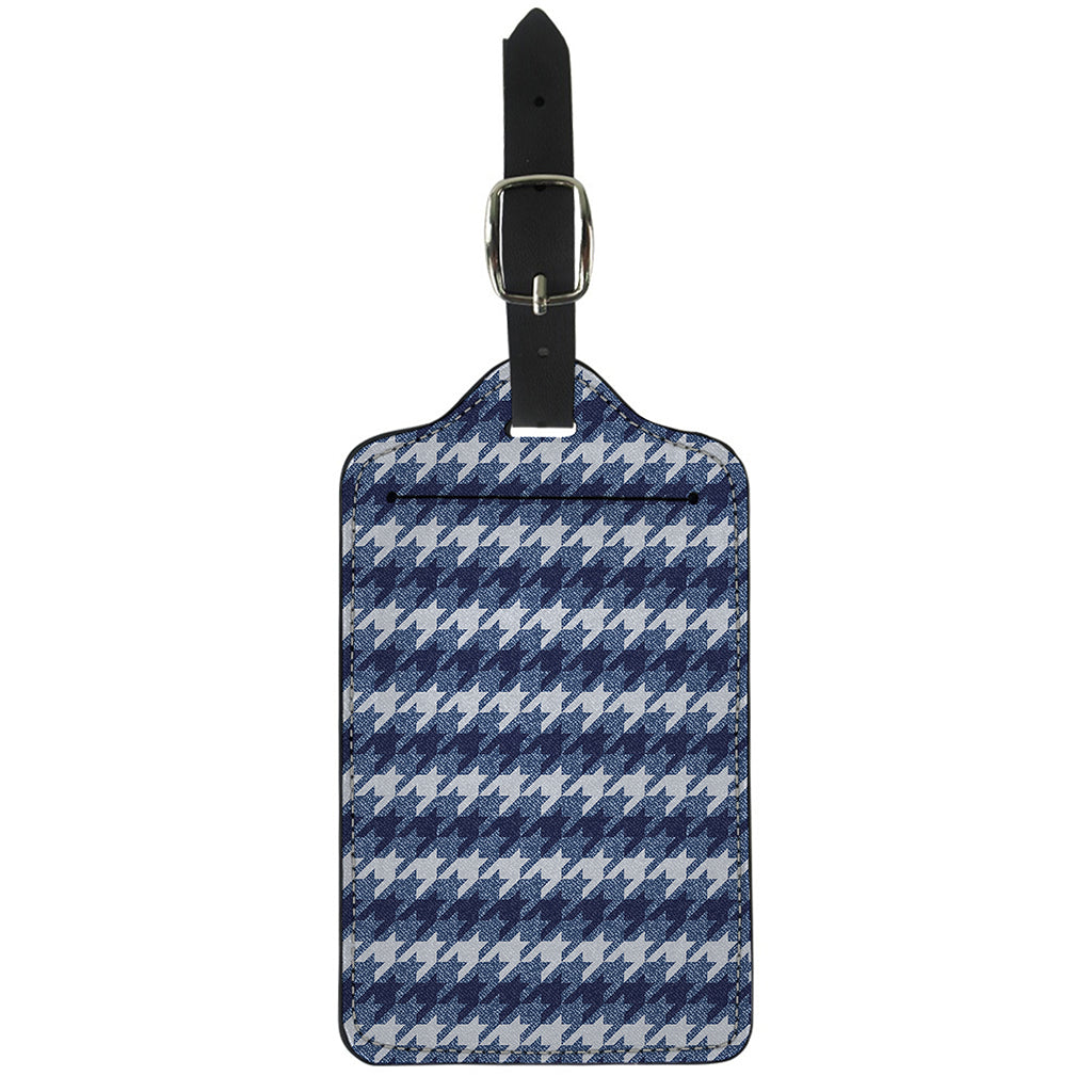 Denim Houndstooth Pattern Print Luggage Tag