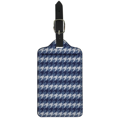 Denim Houndstooth Pattern Print Luggage Tag
