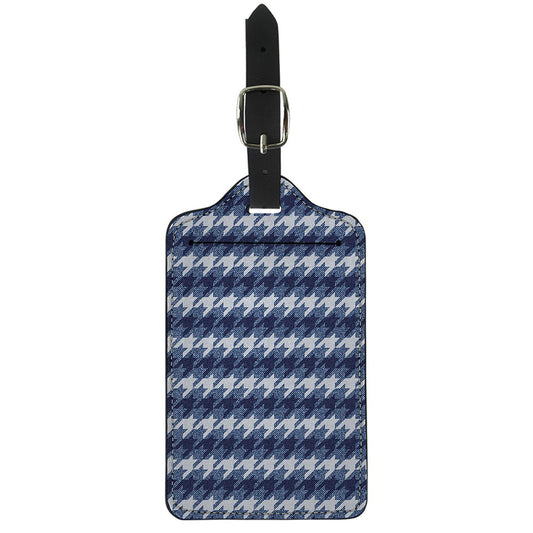 Denim Houndstooth Pattern Print Luggage Tag