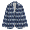 Denim Houndstooth Pattern Print Men's Blazer