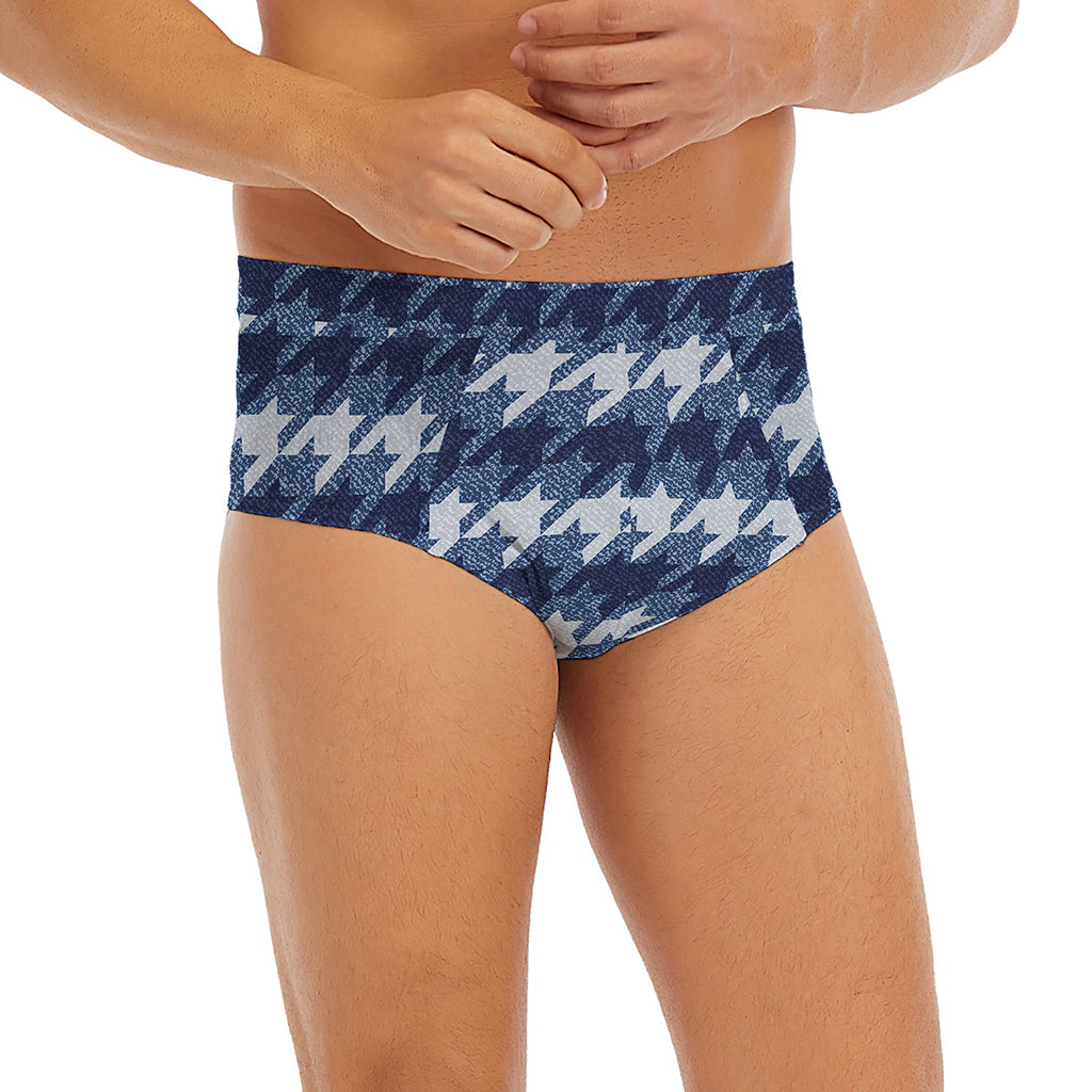 Denim Houndstooth Pattern Print Men's Briefs