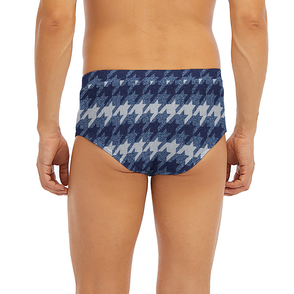 Denim Houndstooth Pattern Print Men's Briefs