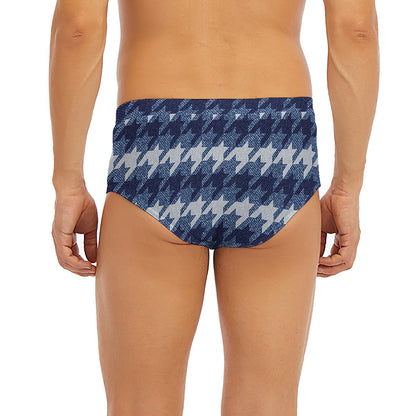 Denim Houndstooth Pattern Print Men's Briefs