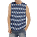 Denim Houndstooth Pattern Print Men's Fitness Tank Top