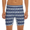Denim Houndstooth Pattern Print Men's Long Boxer Briefs