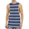 Denim Houndstooth Pattern Print Men's Muscle Tank Top