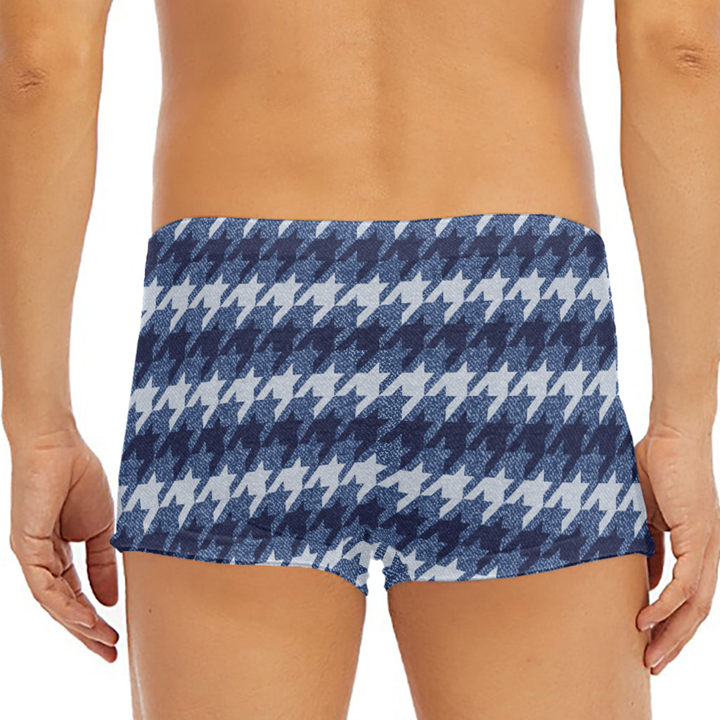 Denim Houndstooth Pattern Print Men's Short Boxer Briefs