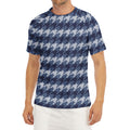 Denim Houndstooth Pattern Print Men's Short Sleeve Rash Guard