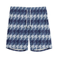 Denim Houndstooth Pattern Print Men's Athletic Shorts