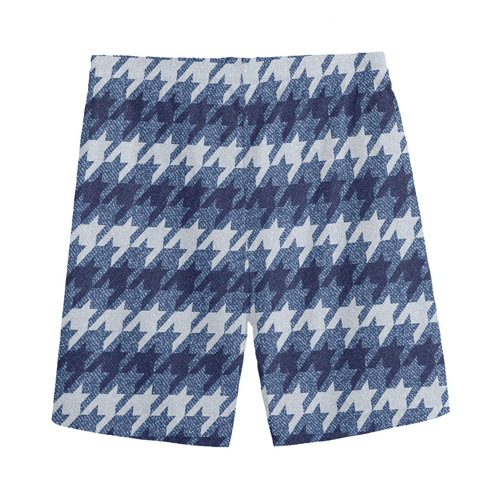 Denim Houndstooth Pattern Print Men's Sports Shorts