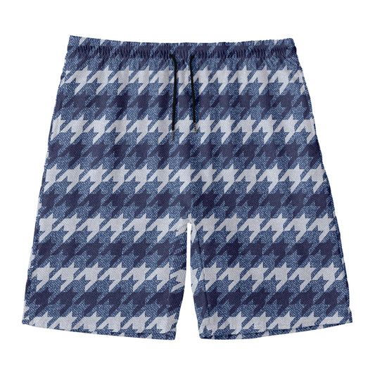 Denim Houndstooth Pattern Print Men's Swim Trunks