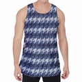 Denim Houndstooth Pattern Print Men's Velvet Tank Top
